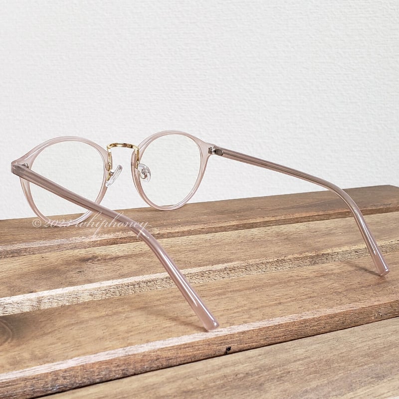 サングラス ラウンドボストン クリアベージュフレーム クリアレンズ