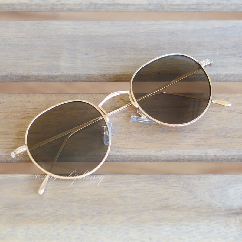 サングラス ラウンドメタルフレームボストン ライトブラウンレンズ