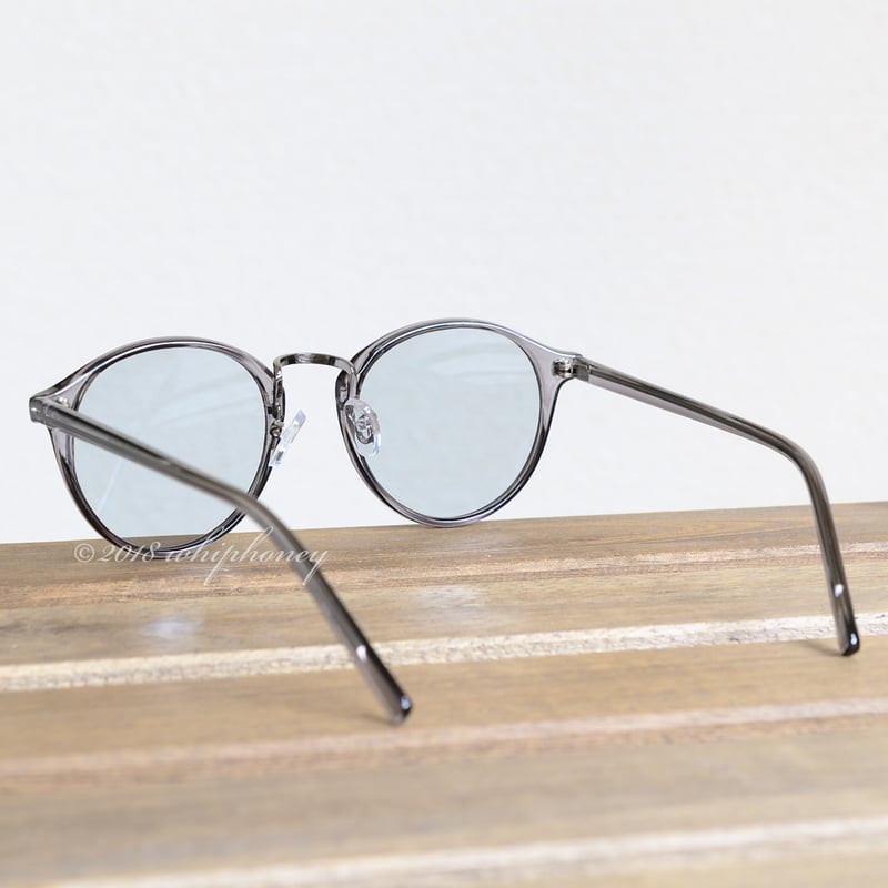 サングラス ラウンドボストン クリアグレーフレームライトグレーレンズ