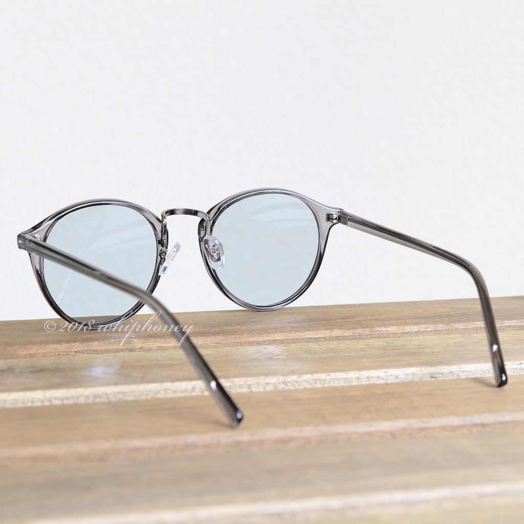 サングラス ラウンドボストン クリアグレーフレームライトグレーレンズ