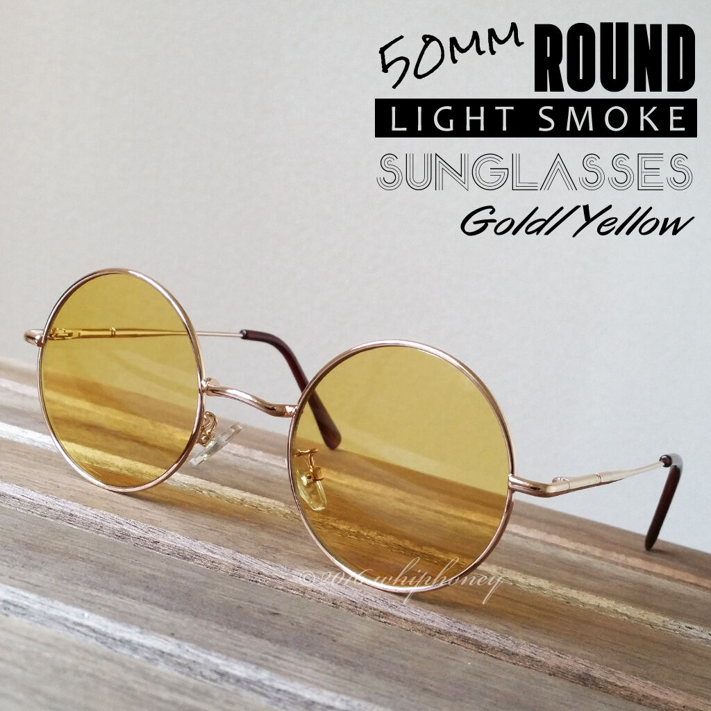サングラス ゴールドフレーム 丸眼鏡 伊達メガネ ライトイエロー 送料