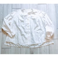 IFSH021-261　白チェックビッグギャザーシャツ