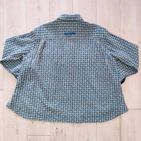 IFSH020-251　インディゴレース　シャツ  　サックス×白