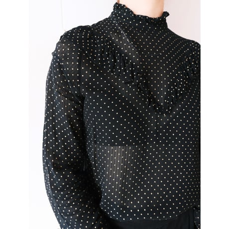 see-through dot frill blouse