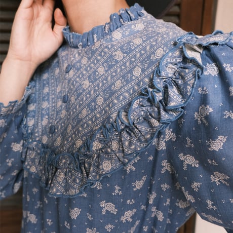 70s cotton flower dresss