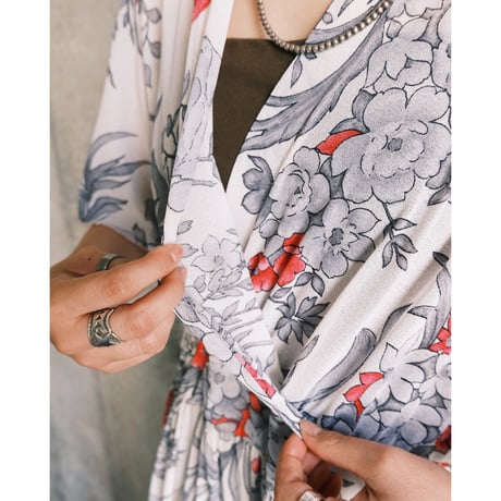 see-through flower white dress “pink×gray”