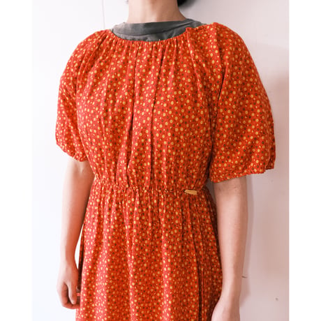 hand made dress “red×yellow flower”