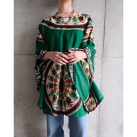 ethnic poncho tops “green”