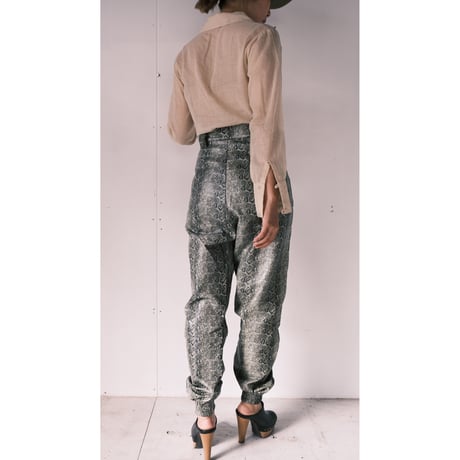 python pattern fake leather pants