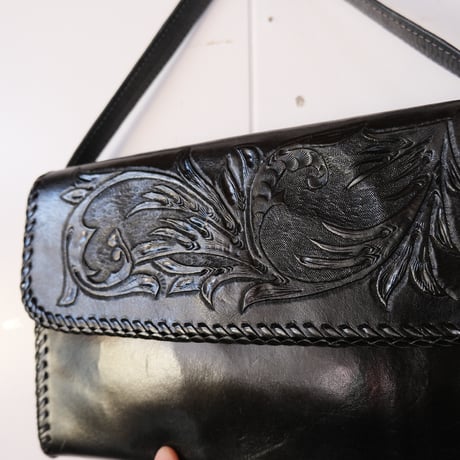 carving leather hand bag