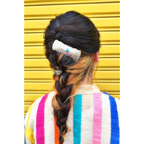navajo silver barrette / hallmark "RJ"