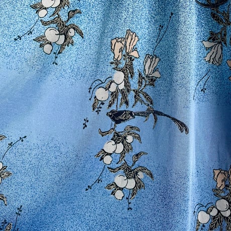 70s crimplene blue dress “birds”