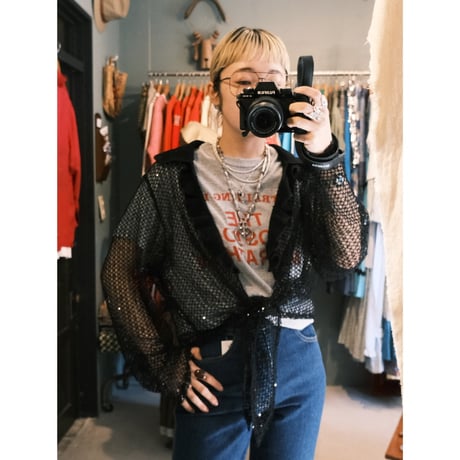 mesh cardigan with collar