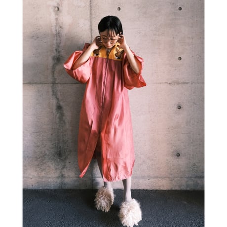 eski. remake / acetate gown with rabbit patch