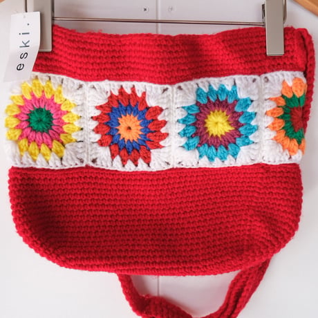 granny square knit shoulder bag