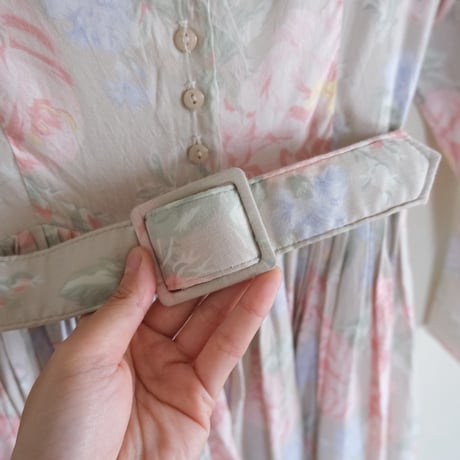 〜80s rayon dress with belt