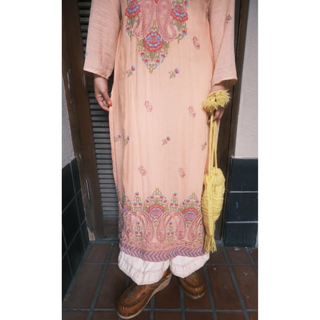 embroidery dress / salmon pink