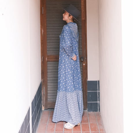 70s cotton flower dresss