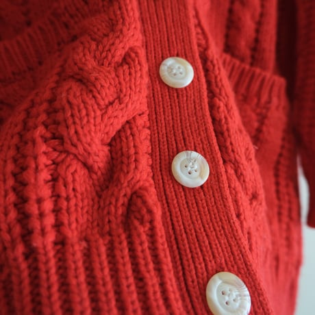 cable knit cardigan / red
