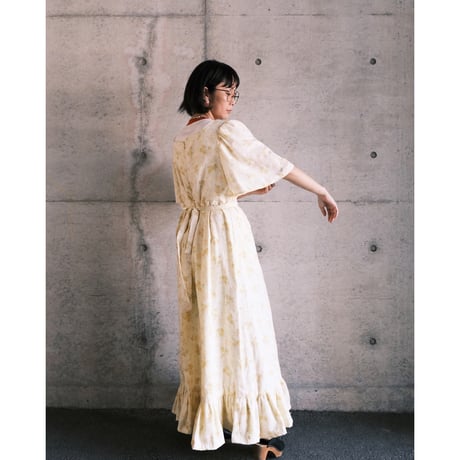 70's vintage / flower dress / yellow