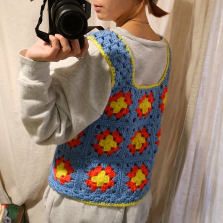 hand knit granny vest