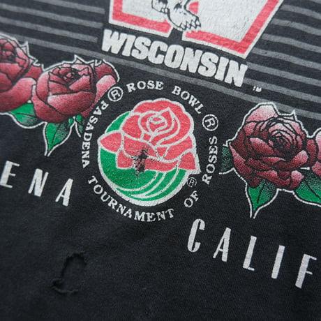 90's old print tee / black