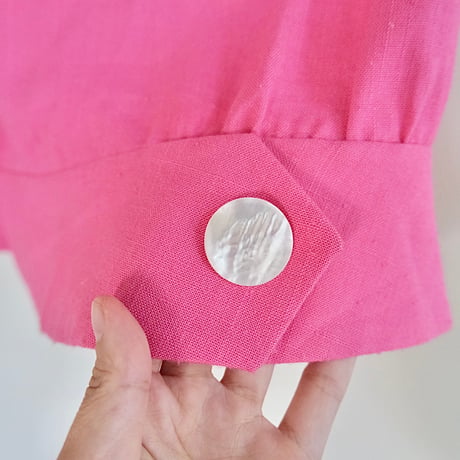 60-70s back button linen tops