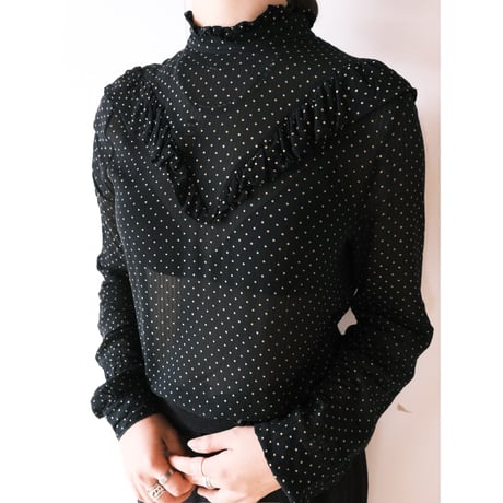 see-through dot frill blouse