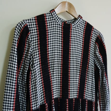 60s ~70s vintage gingham check dress