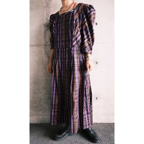 tyrol dress "check × purple"