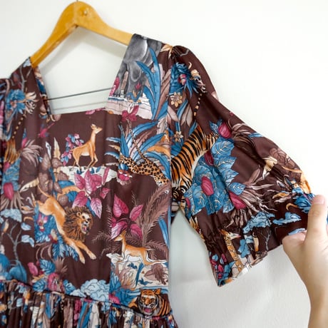 70s Animal print gather dress