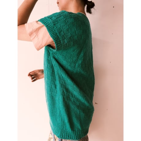 hand knit vest / green