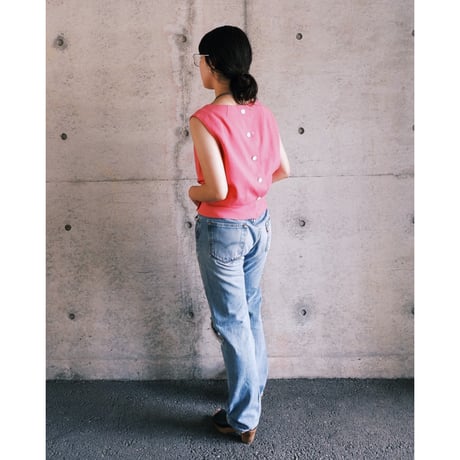 60-70s back button linen tops