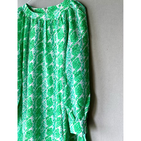 japan vintage / green mini dress
