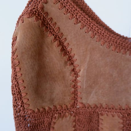 leather × crochet camisole