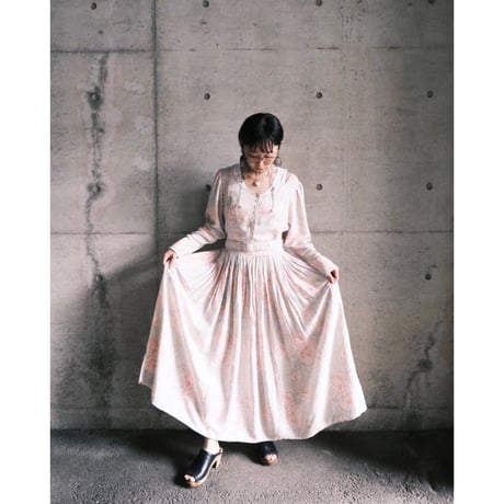 〜80s rayon dress with belt
