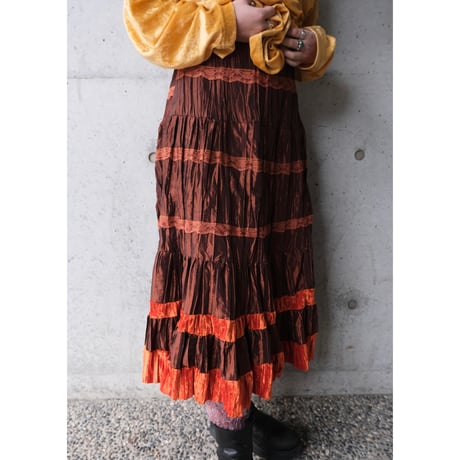 tired skirt / brown × orange