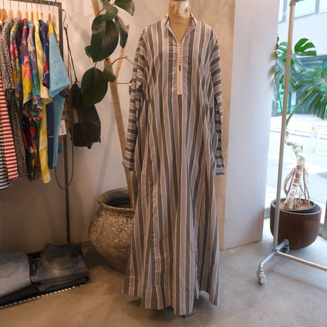 gray stripe embroidery dress