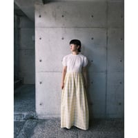 70s white × gingham check dress