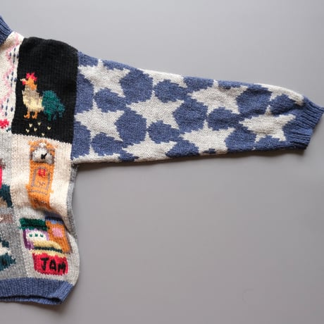 illust knit cardigan