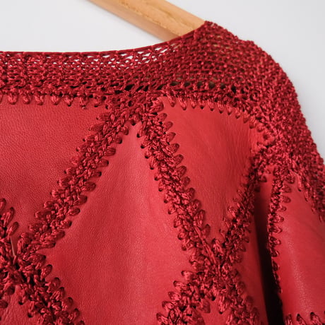leather × crochet tops
