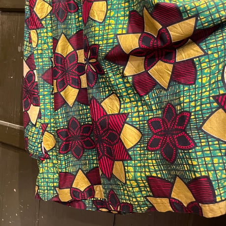 African batik dress / green × gold