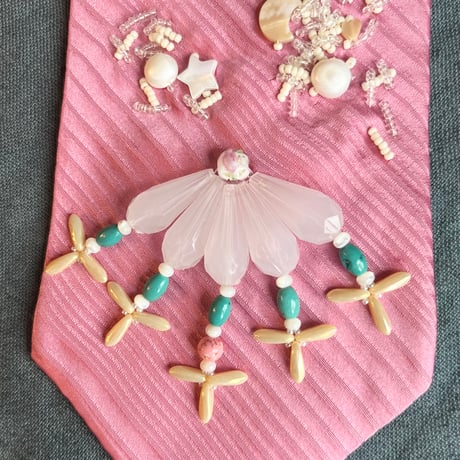 "繕う" collaboration beads embroidery necktie "magical pink"