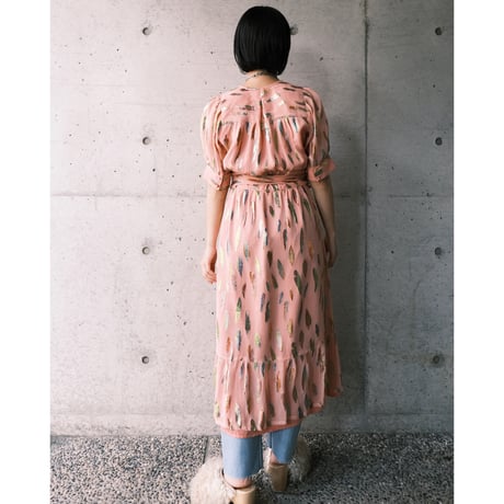 leaf motif wrap dress