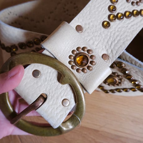 leather × studs belt / made in USA