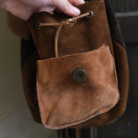 suède leather knapsack