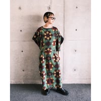African batik dress / green × gold