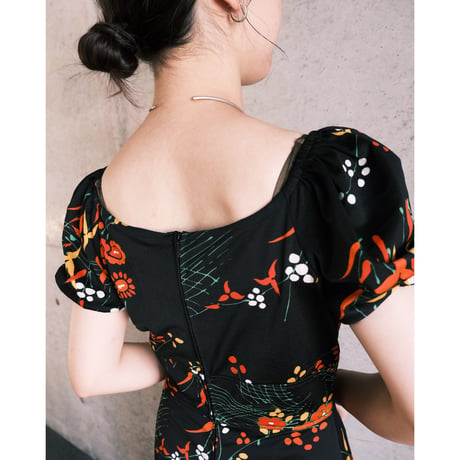 flower print black dress