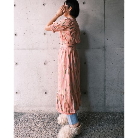 leaf motif wrap dress