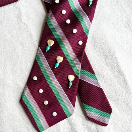 "繕う" collaboration beads embroidery necktie "hart × stripe
